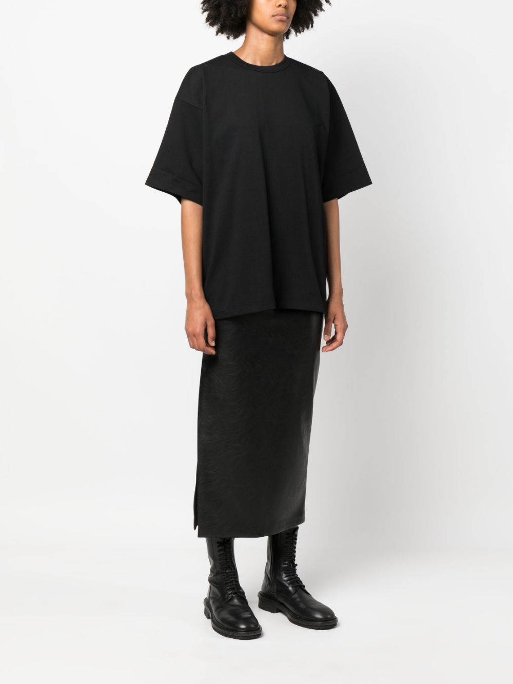 Black tie-fastening T-shirt - women - ANN DEMEULEMEESTER